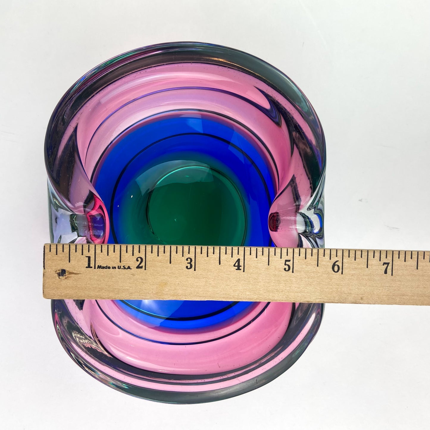 Murano Pink + Blue + Green Freeform Glass Catchall/Ashtray #O1070