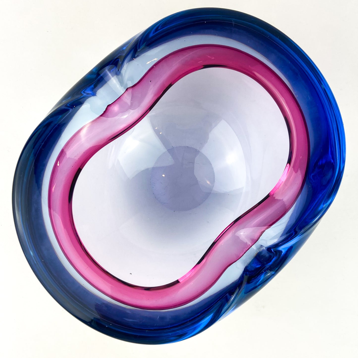 Murano Pink + Violet Freeform Glass Catchall/Ashtray #O1071