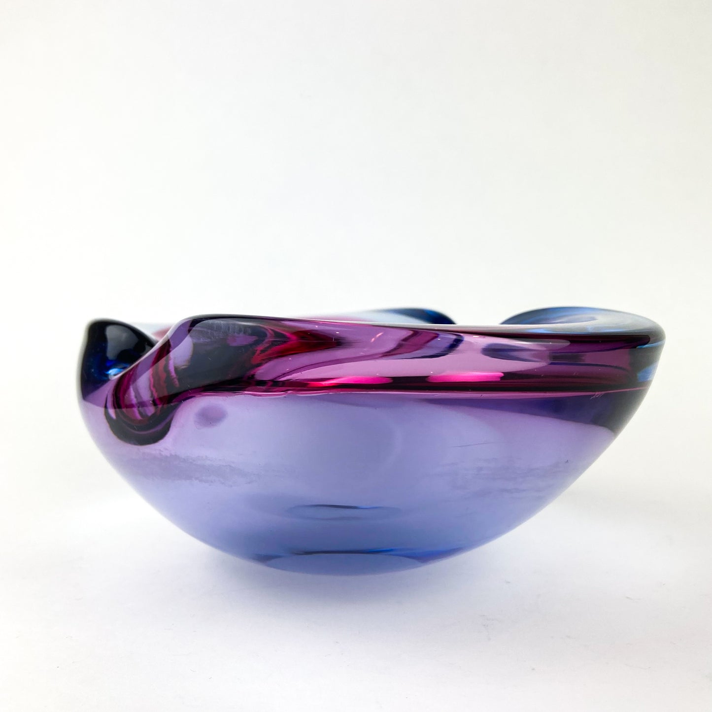 Murano Pink + Violet Freeform Glass Catchall/Ashtray #O1071