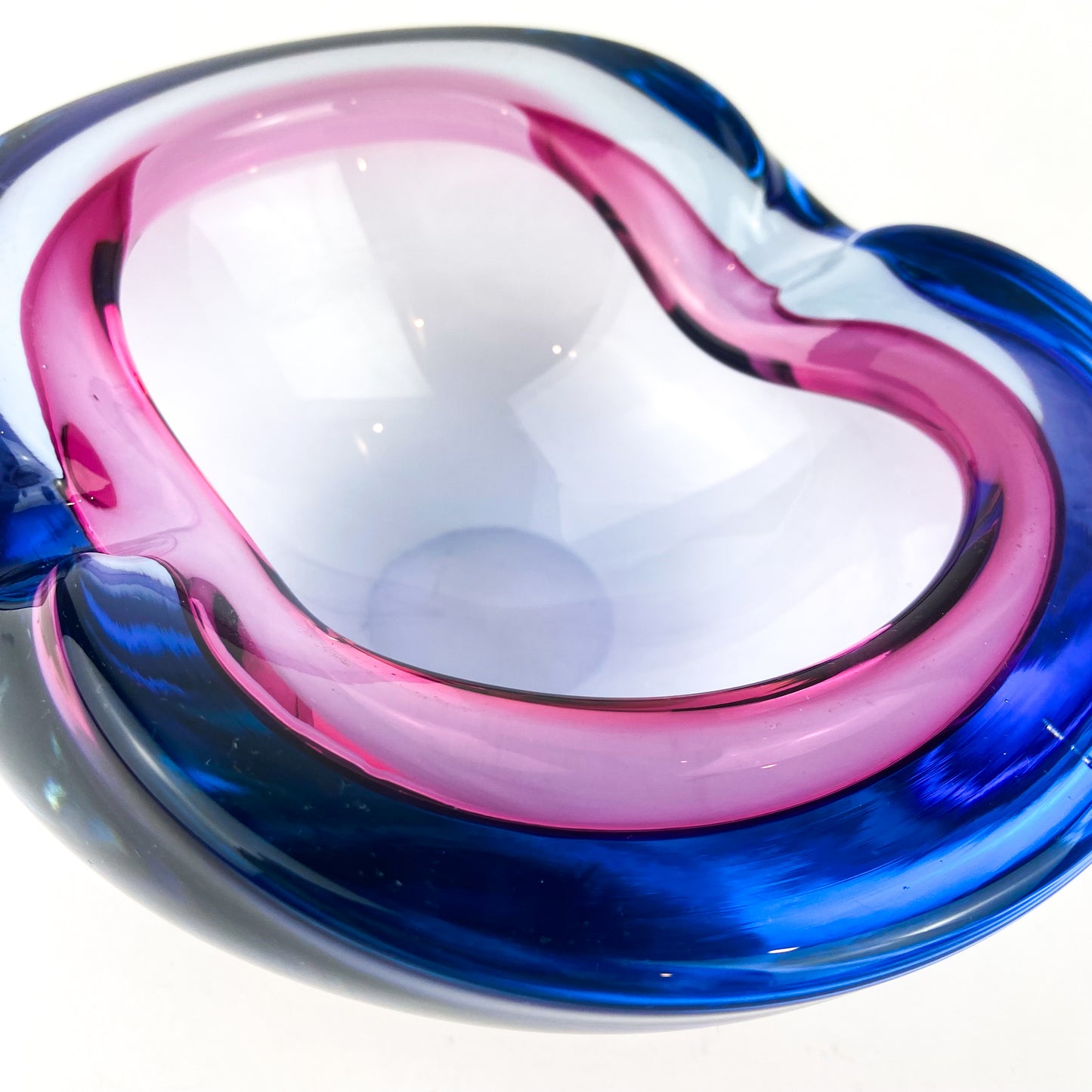 Murano Pink + Violet Freeform Glass Catchall/Ashtray #O1071