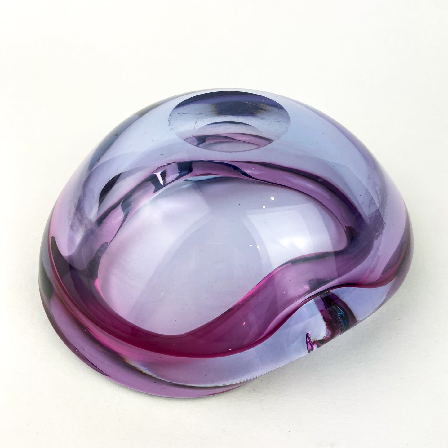 Murano Pink + Violet Freeform Glass Catchall/Ashtray #O1071