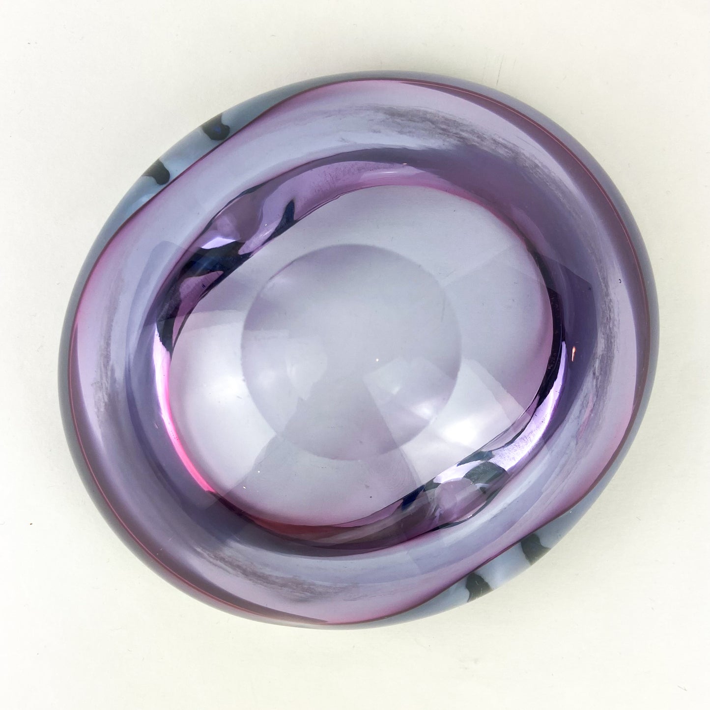 Murano Pink + Violet Freeform Glass Catchall/Ashtray #O1071