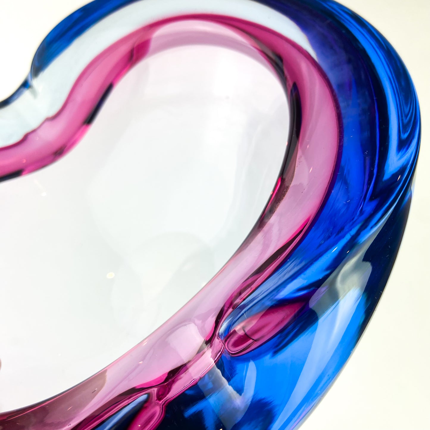 Murano Pink + Violet Freeform Glass Catchall/Ashtray #O1071