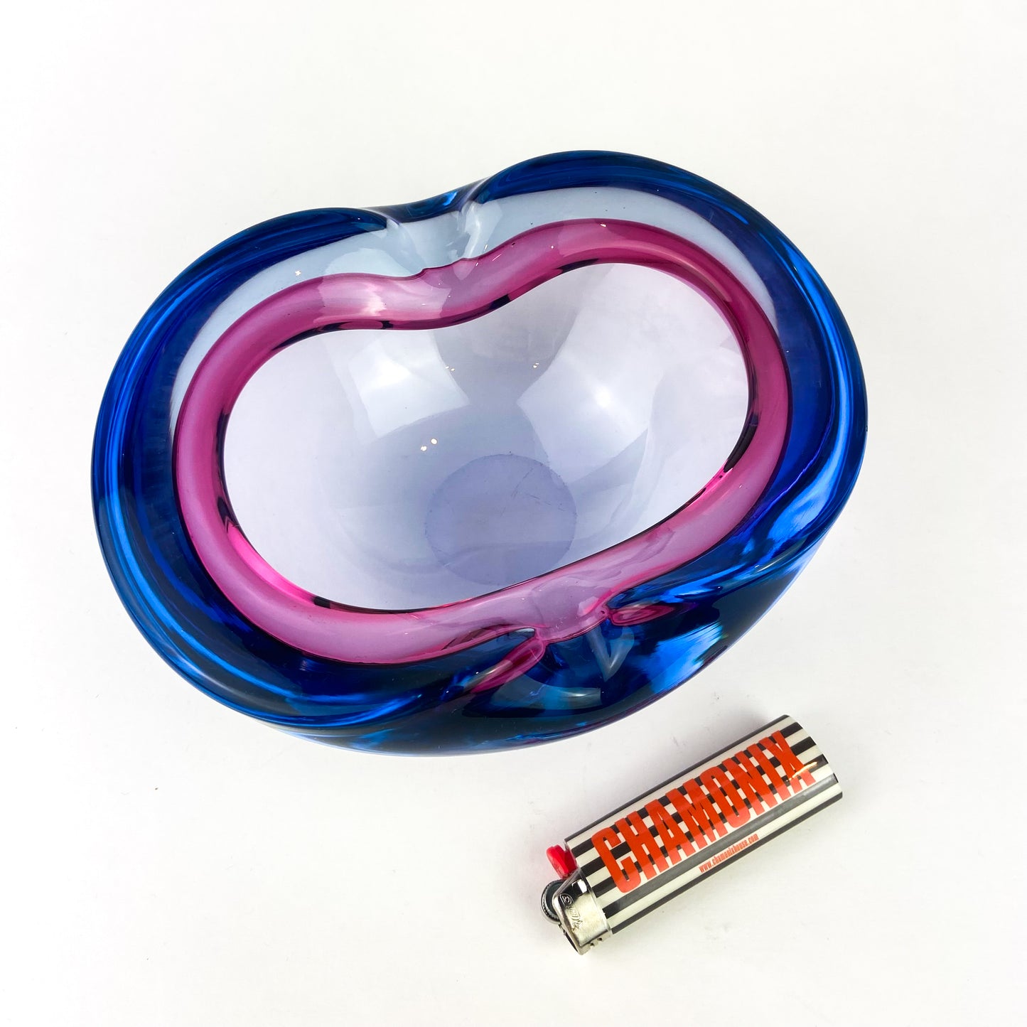 Murano Pink + Violet Freeform Glass Catchall/Ashtray #O1071