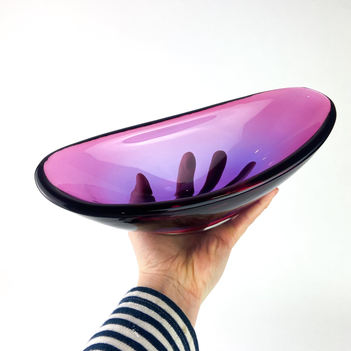 Murano Ovoid Purple + Fuschia Sommerso Glass Bowl #O1073