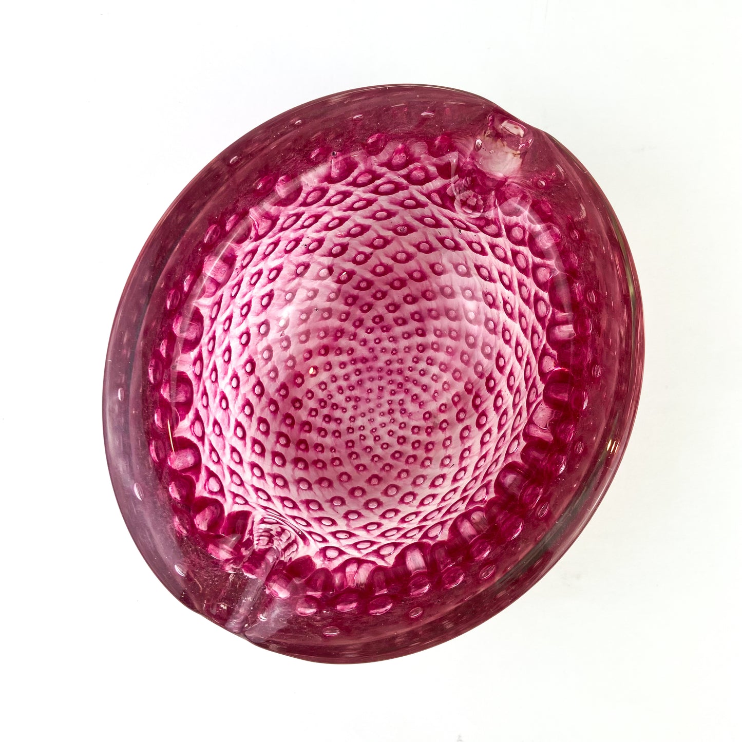 Murano Pink Bullicante Glass Catchall/Ashtray #O1075