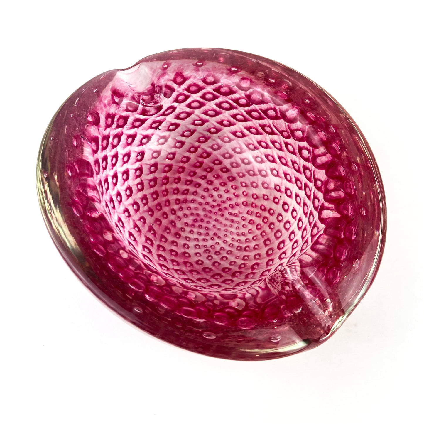 Murano Pink Bullicante Glass Catchall/Ashtray #O1075