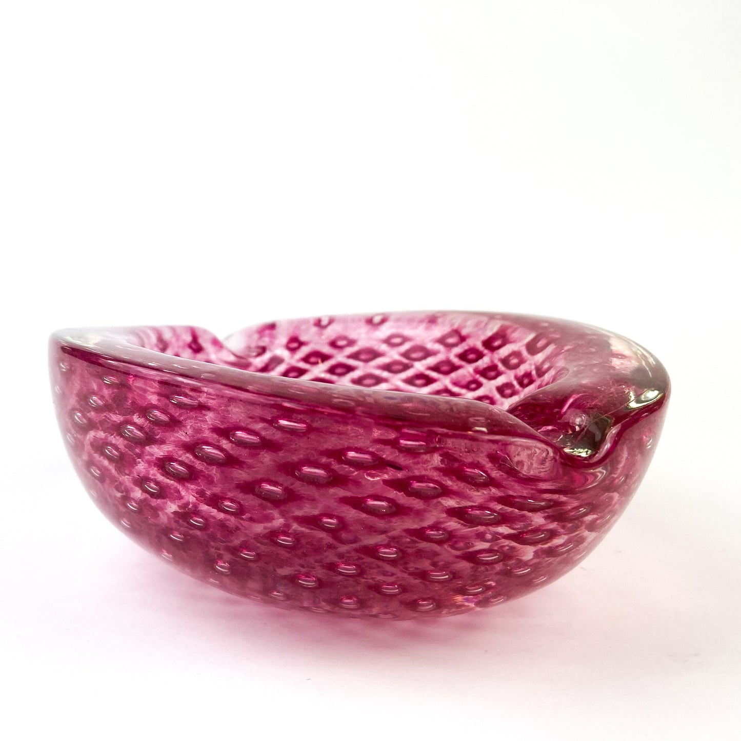 Murano Pink Bullicante Glass Catchall/Ashtray #O1075