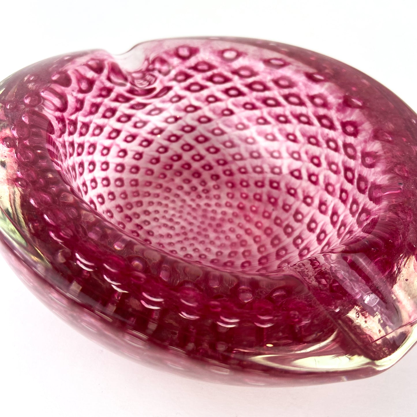 Murano Pink Bullicante Glass Catchall/Ashtray #O1075