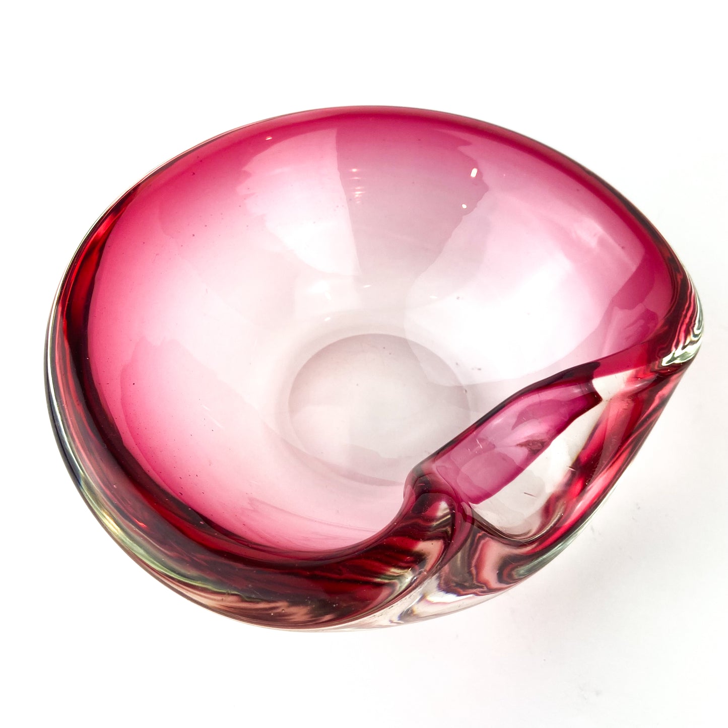 Murano Pink + Clear Freeform Glass Catchall/Ashtray #O1076