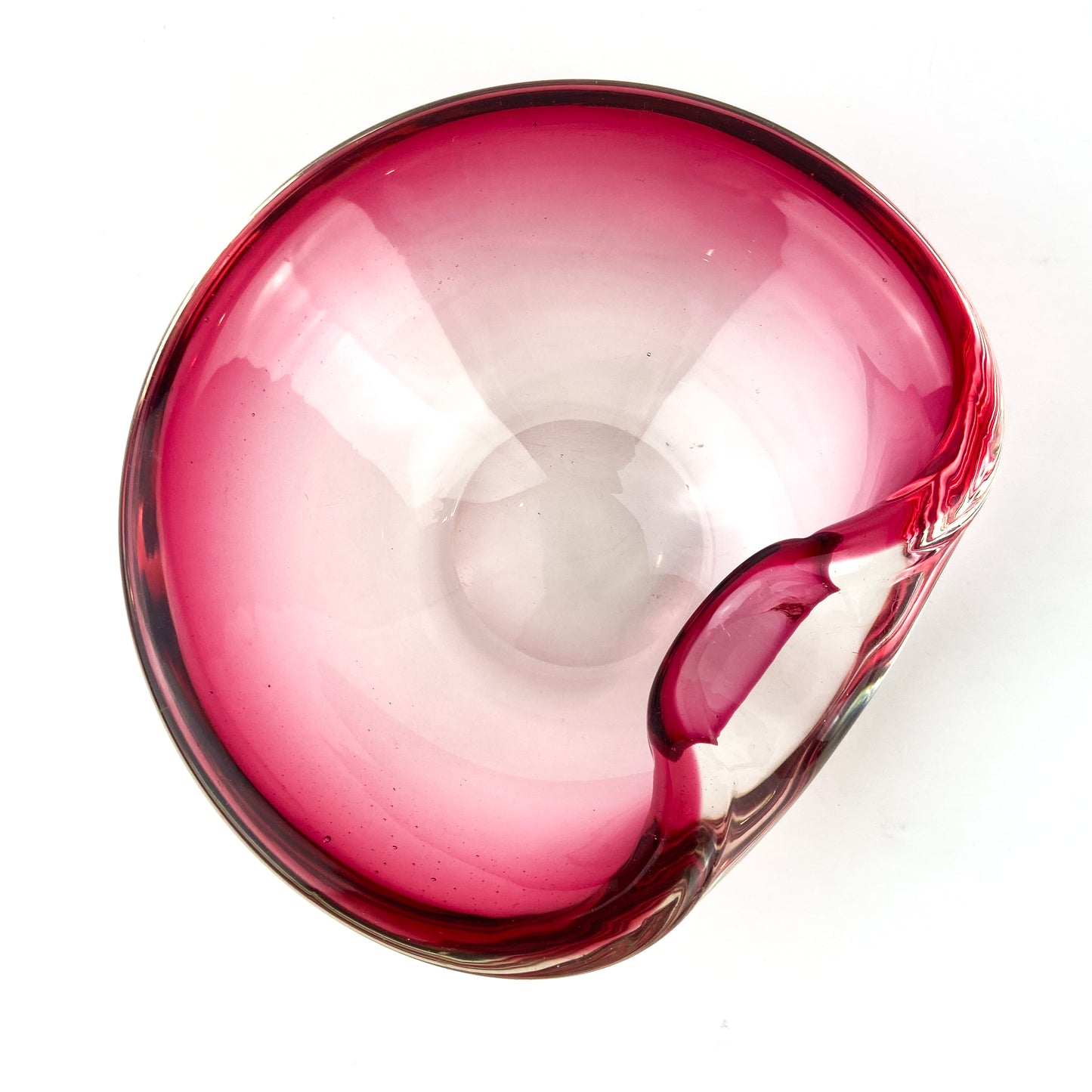 Murano Pink + Clear Freeform Glass Catchall/Ashtray #O1076