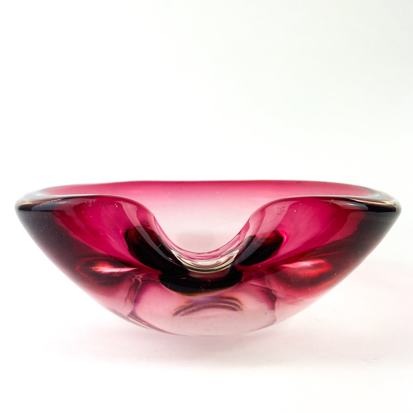 Murano Pink + Clear Freeform Glass Catchall/Ashtray #O1076