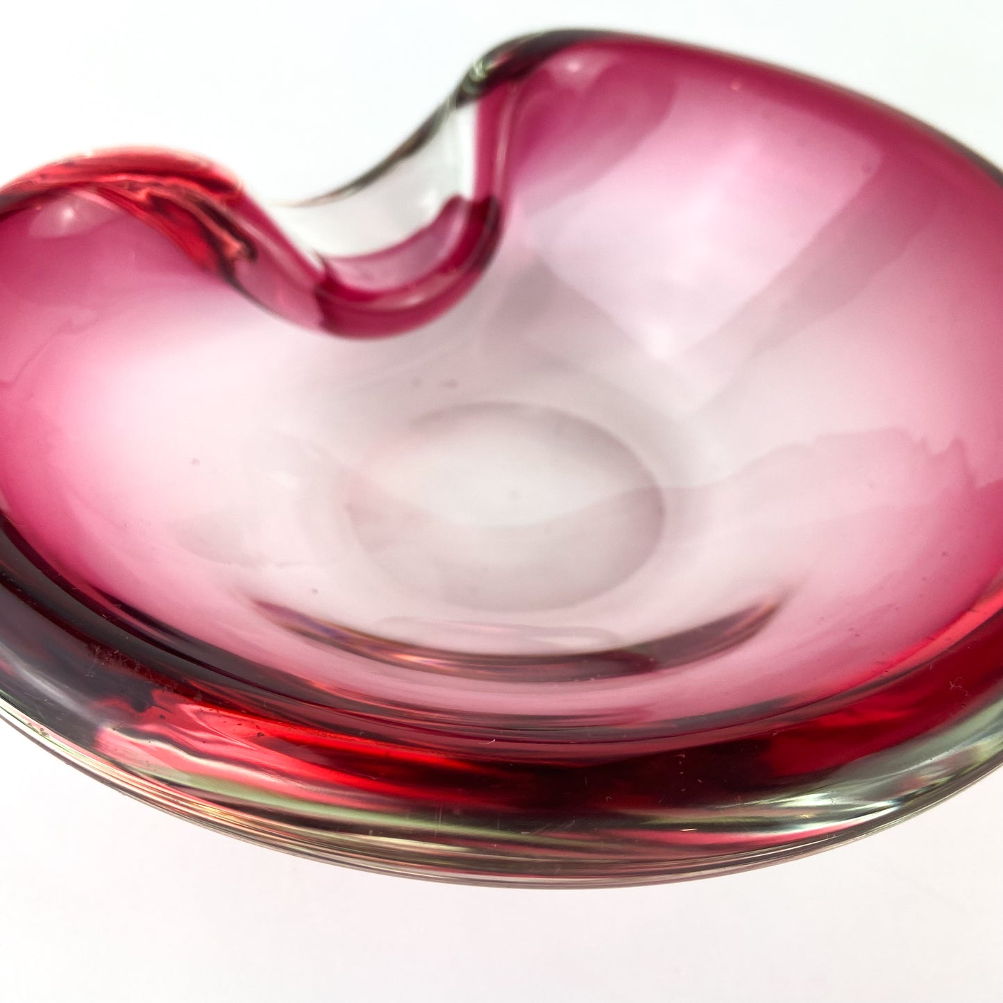 Murano Pink + Clear Freeform Glass Catchall/Ashtray #O1076