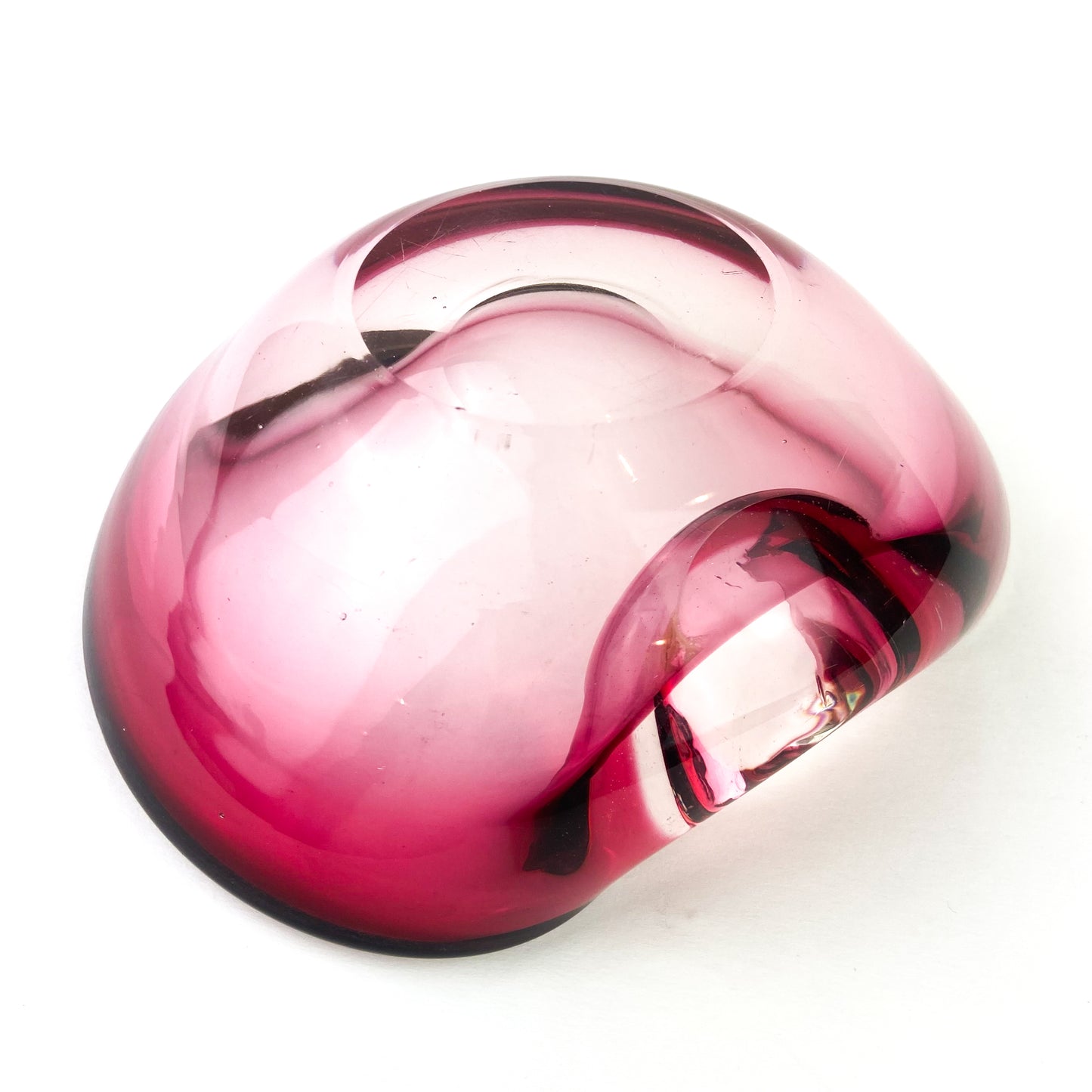 Murano Pink + Clear Freeform Glass Catchall/Ashtray #O1076