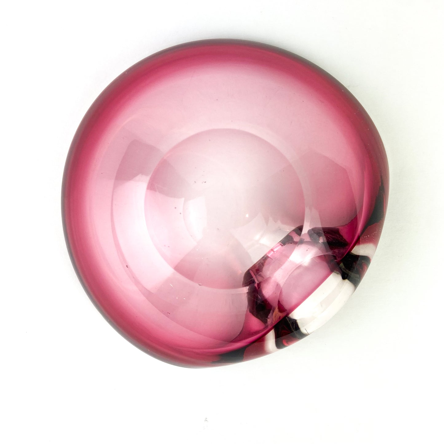 Murano Pink + Clear Freeform Glass Catchall/Ashtray #O1076