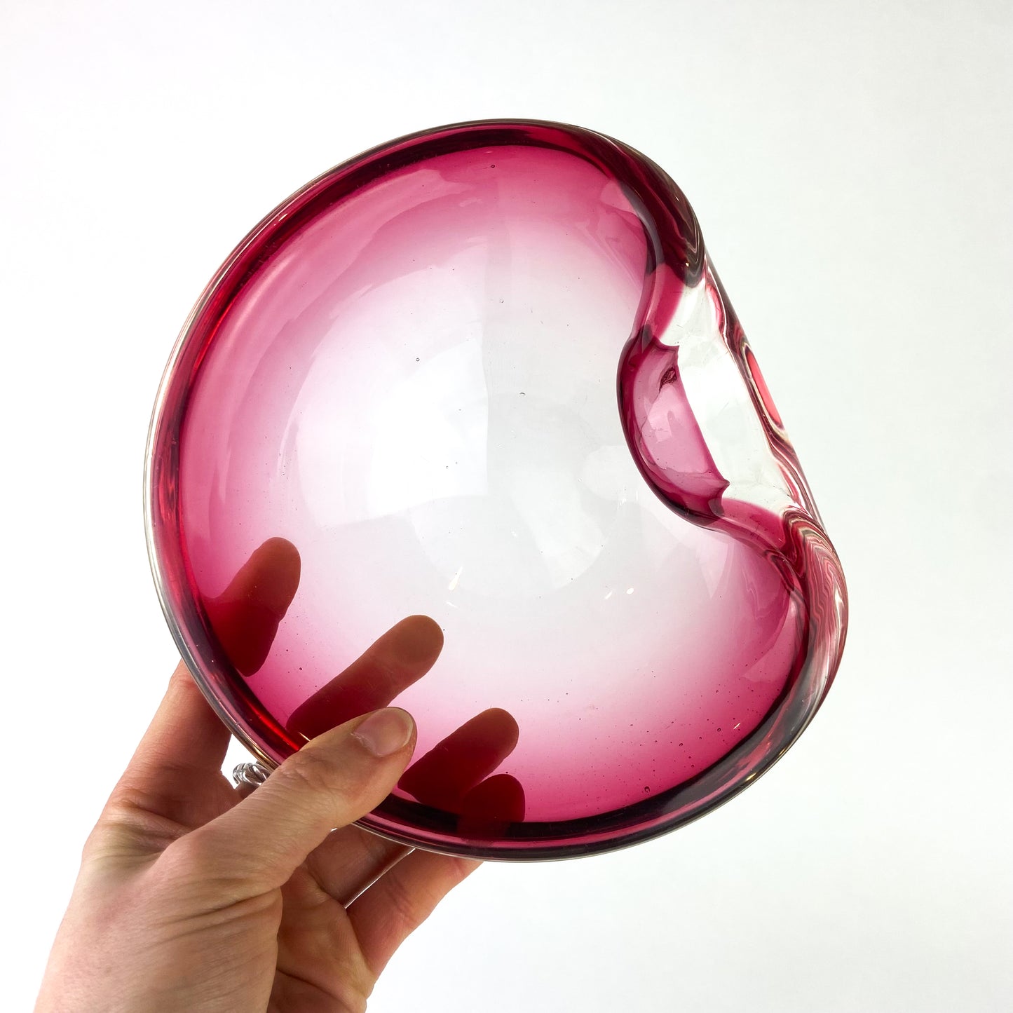 Murano Pink + Clear Freeform Glass Catchall/Ashtray #O1076