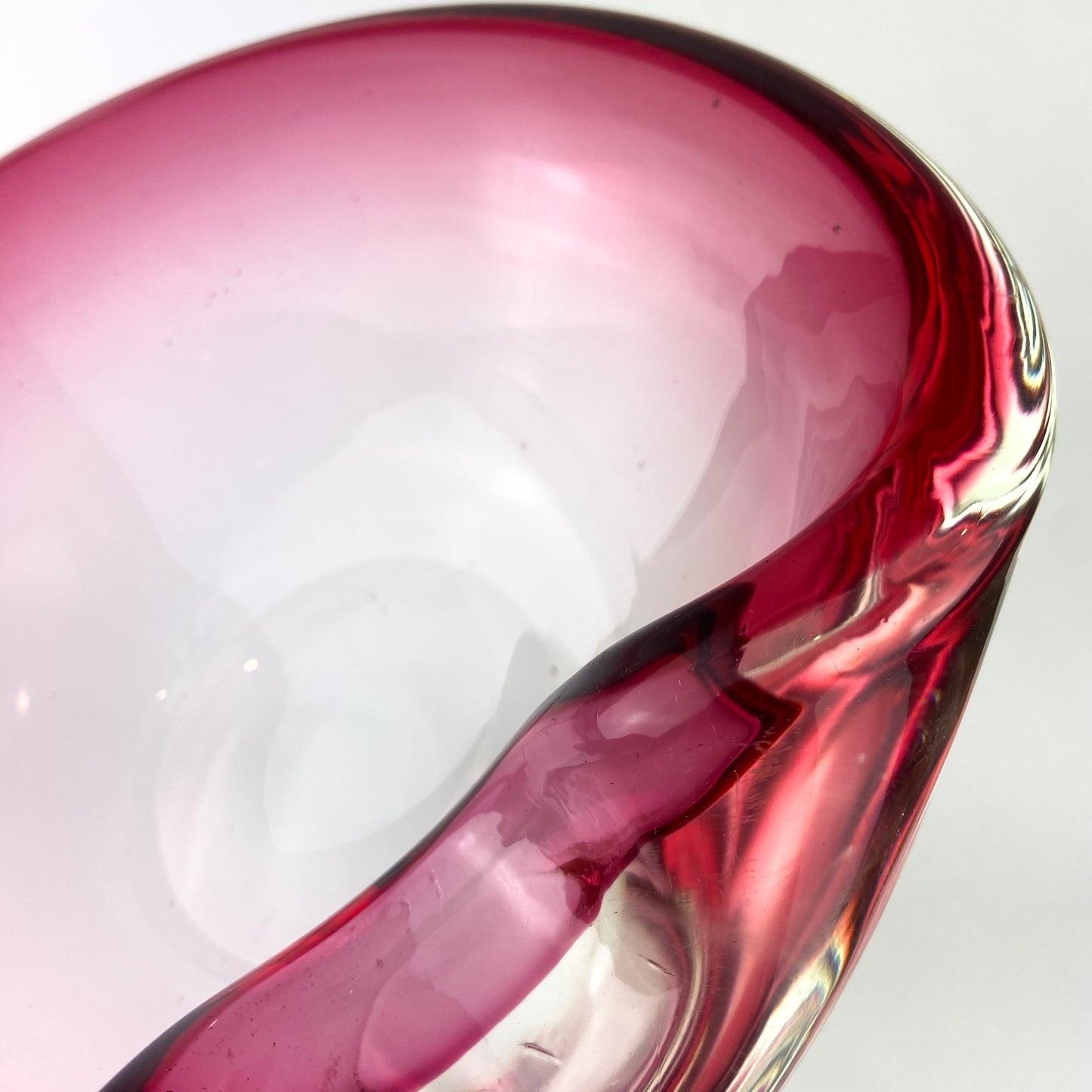 Murano Pink + Clear Freeform Glass Catchall/Ashtray #O1076