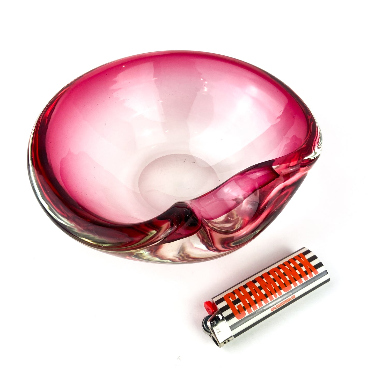 Murano Pink + Clear Freeform Glass Catchall/Ashtray #O1076