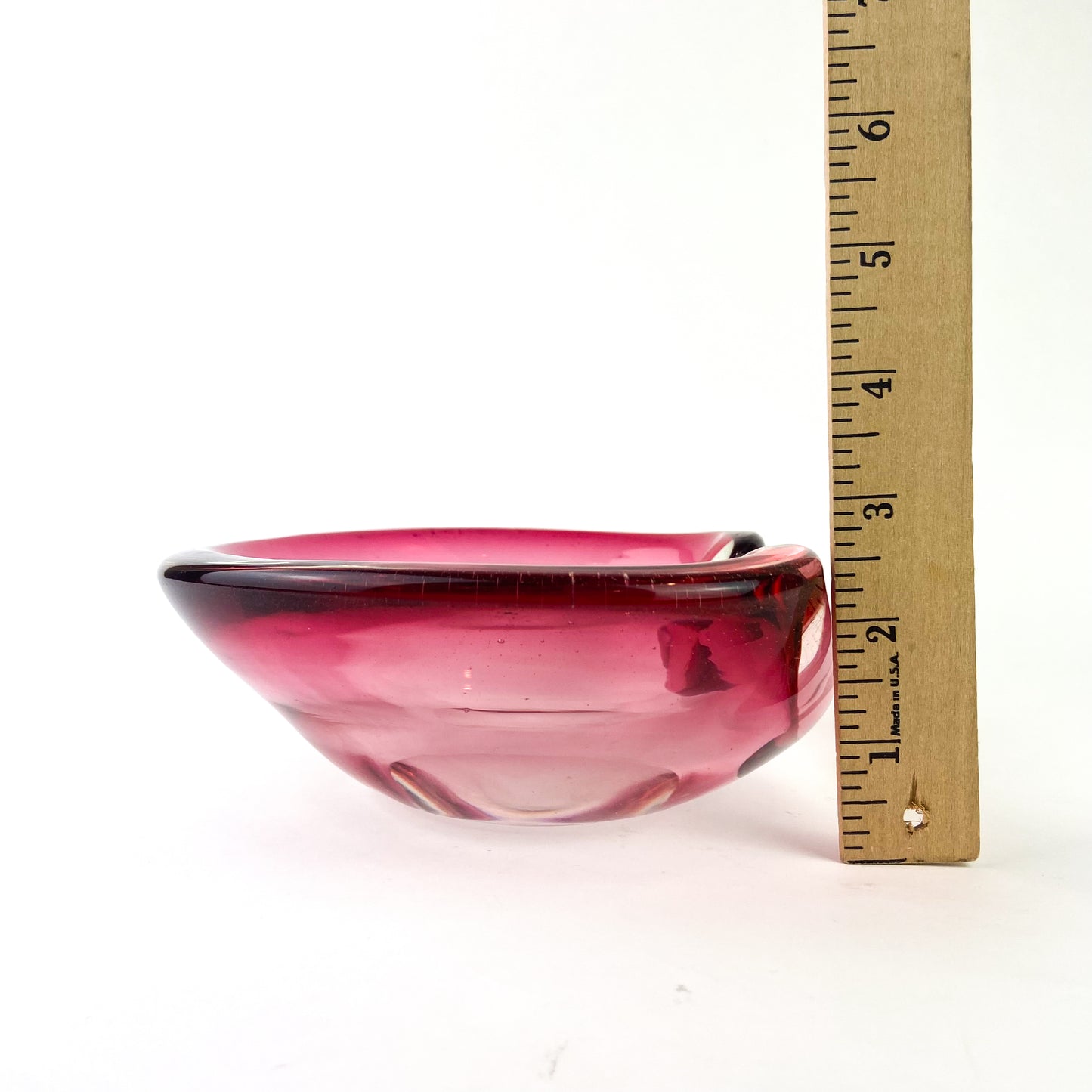 Murano Pink + Clear Freeform Glass Catchall/Ashtray #O1076