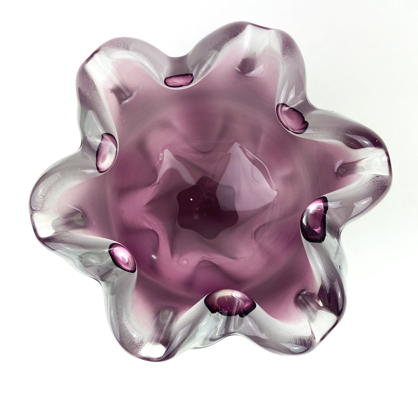 Czech Purple Frosted Floriform Glass Vase #O1080