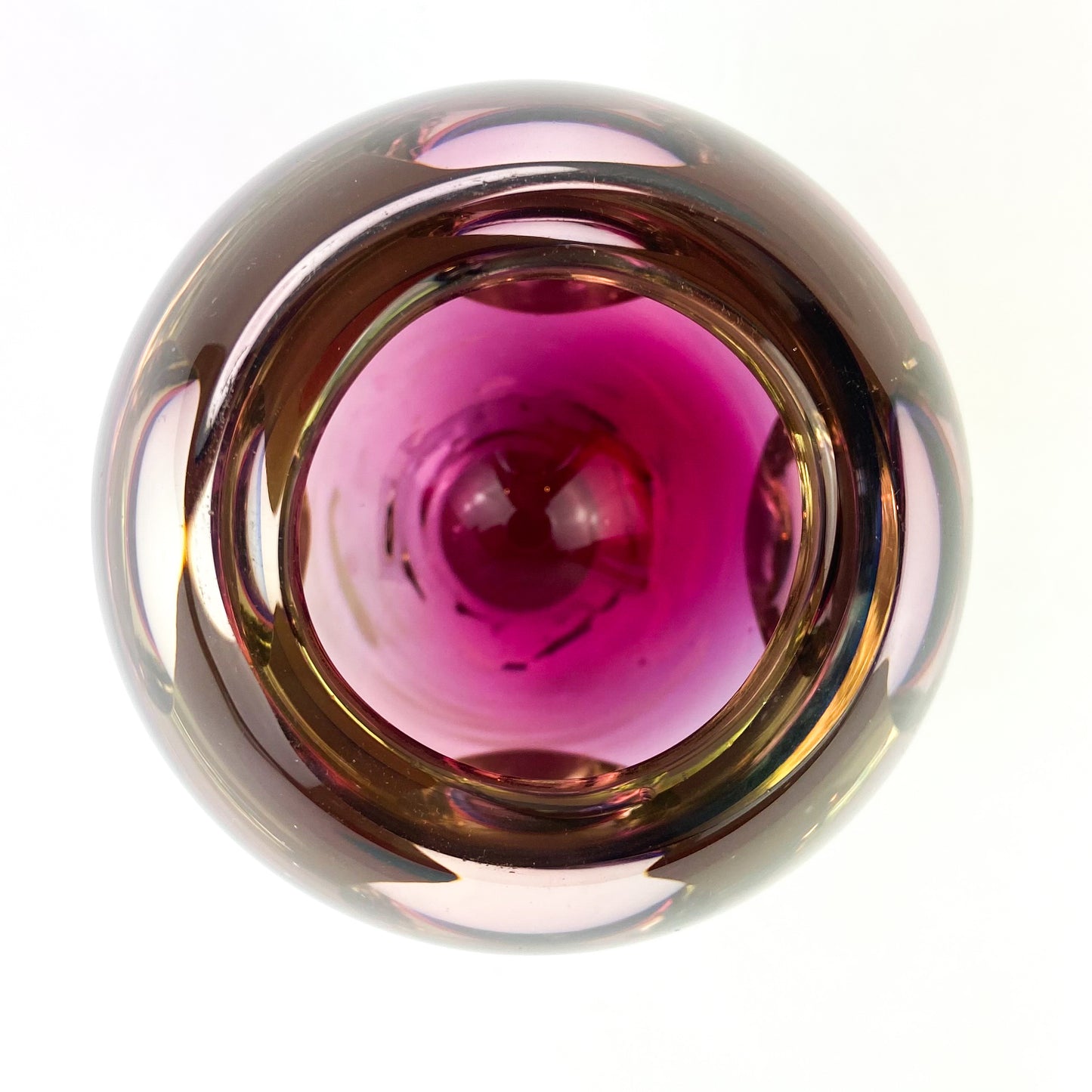 Purple + Fuschia Faceted Sommerso Art Glass Vase #O1081