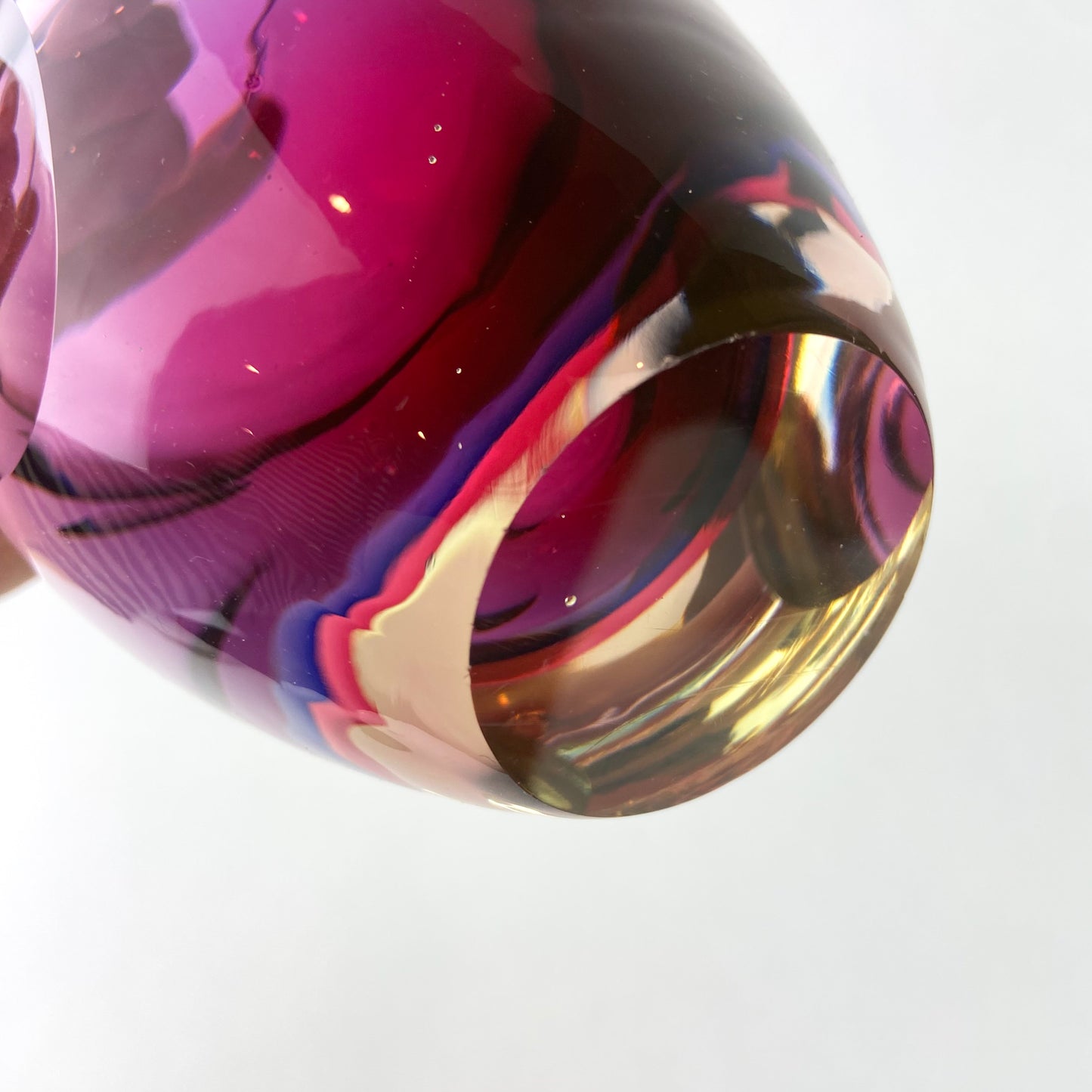 Purple + Fuschia Faceted Sommerso Art Glass Vase #O1081