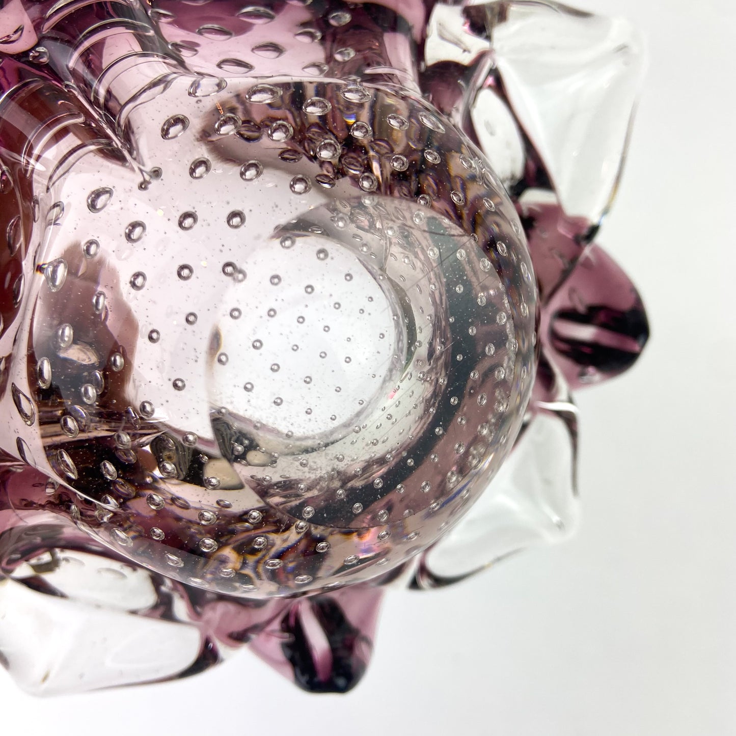 Murano Amethyst + Clear Bullicante Glass Catchall/Ashtray #O1085