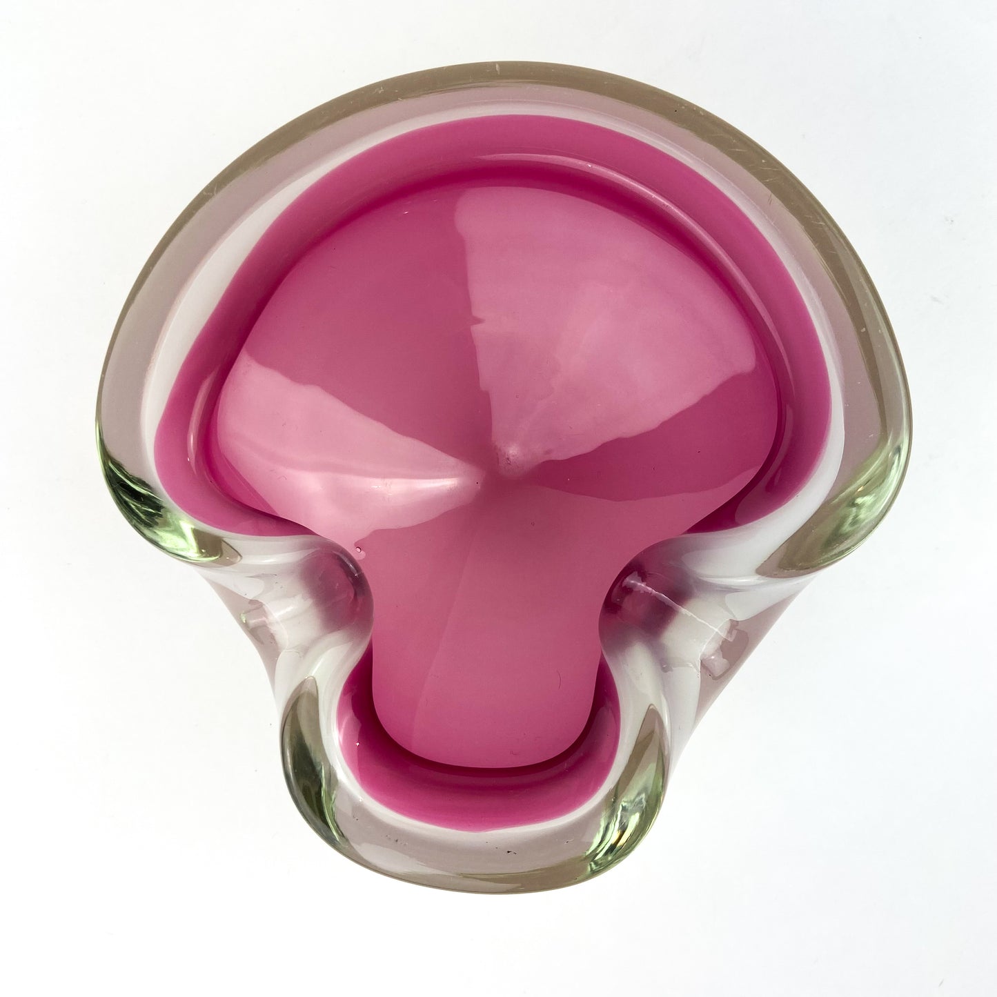 Murano Pink + White Freeform Glass Catchall/Ashtray #O1089