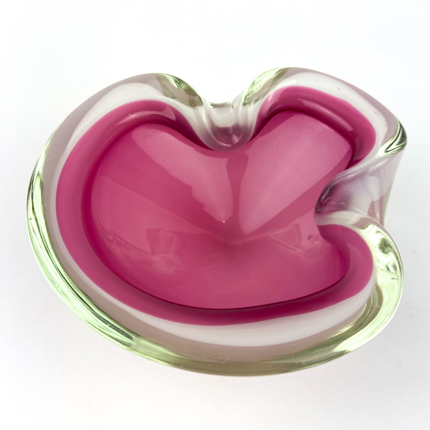 Murano Pink + White Freeform Glass Catchall/Ashtray #O1089