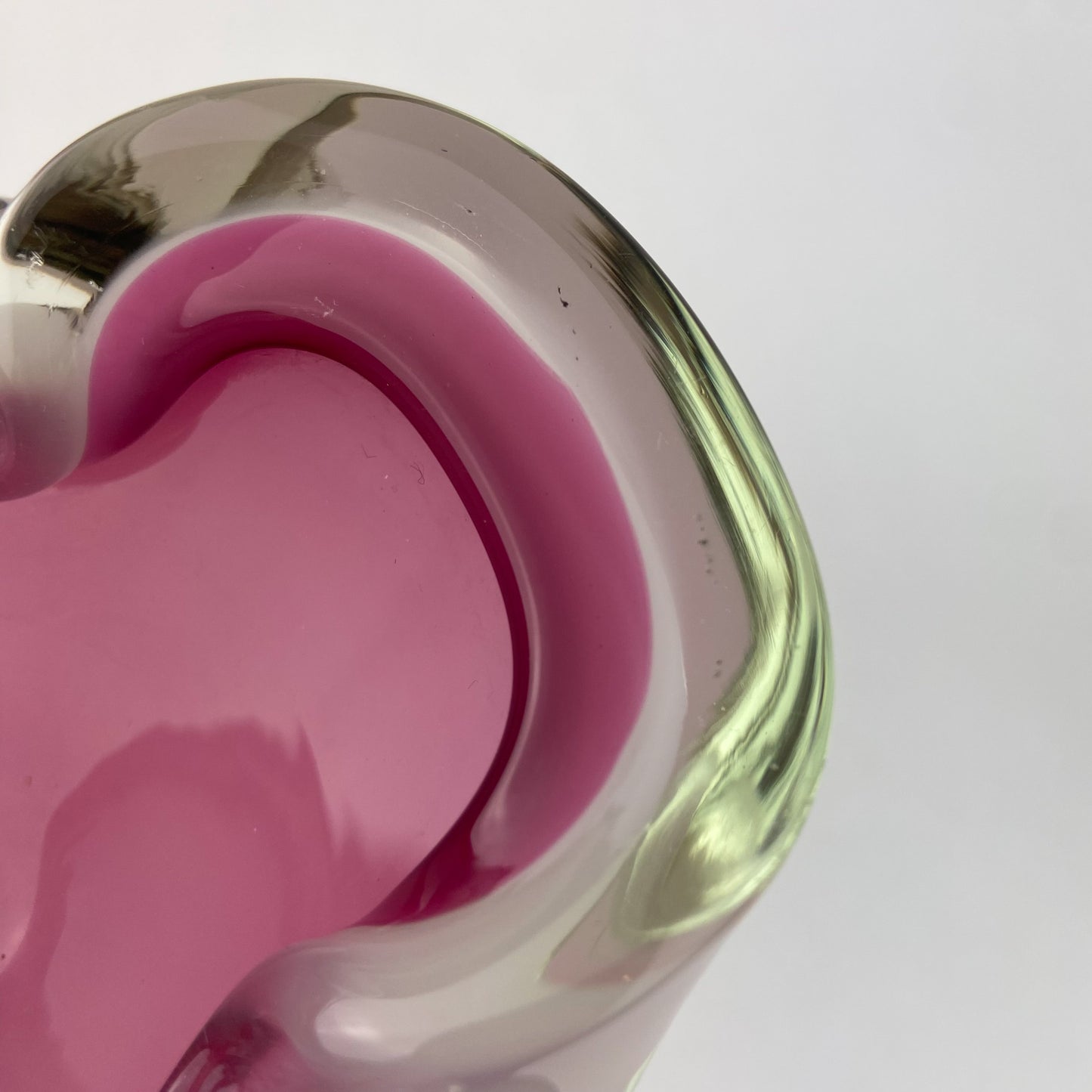 Murano Pink + White Freeform Glass Catchall/Ashtray #O1089