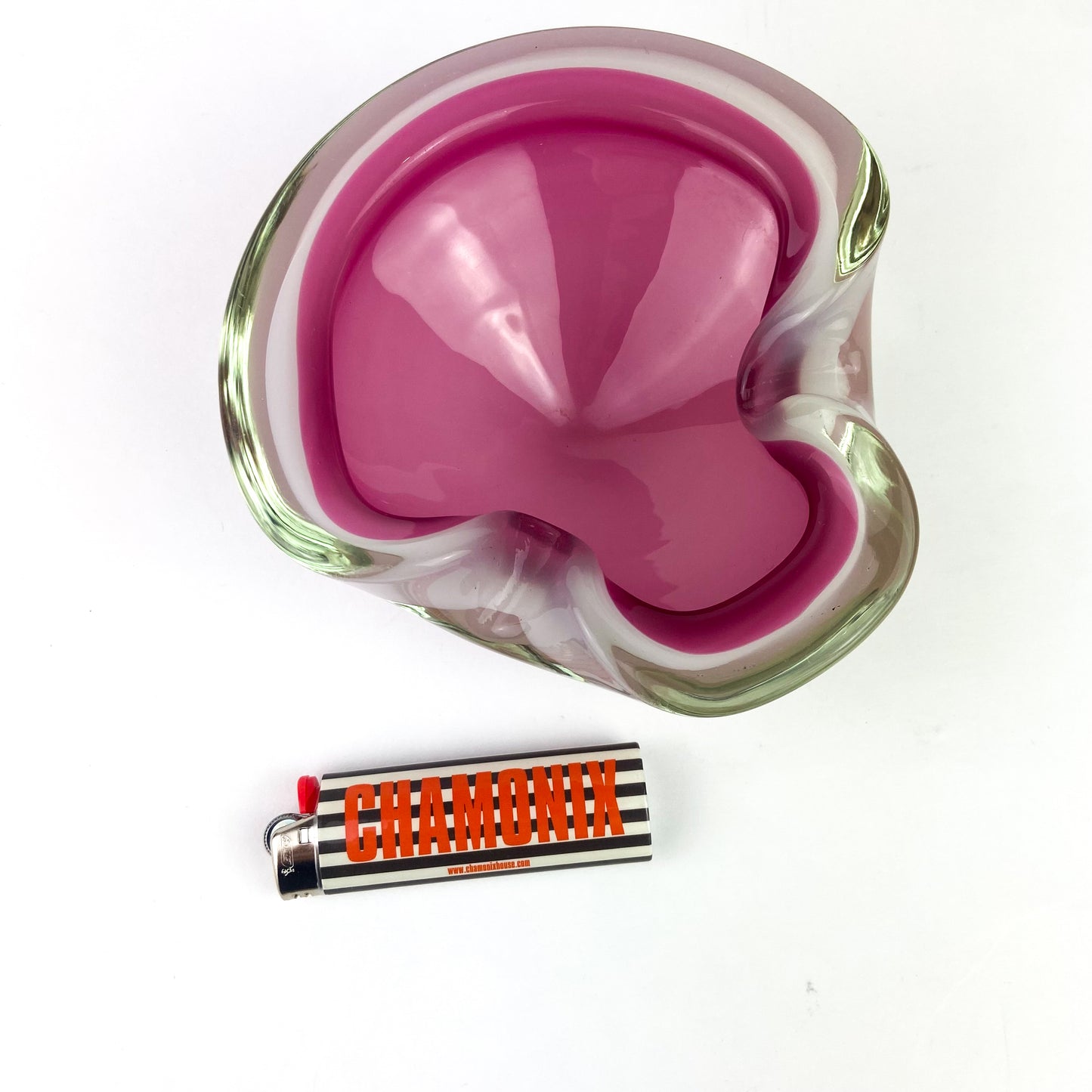 Murano Pink + White Freeform Glass Catchall/Ashtray #O1089