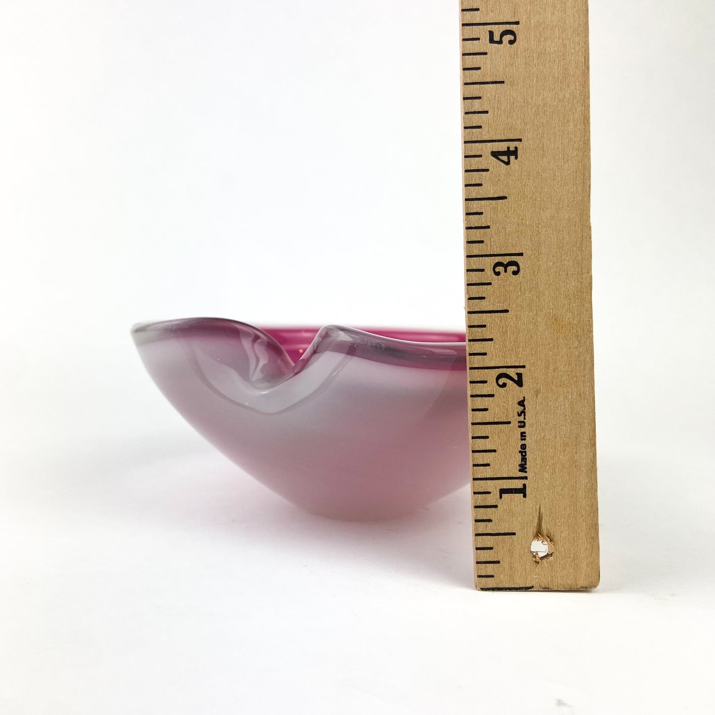 Murano Pink + White Freeform Glass Catchall/Ashtray #O1089