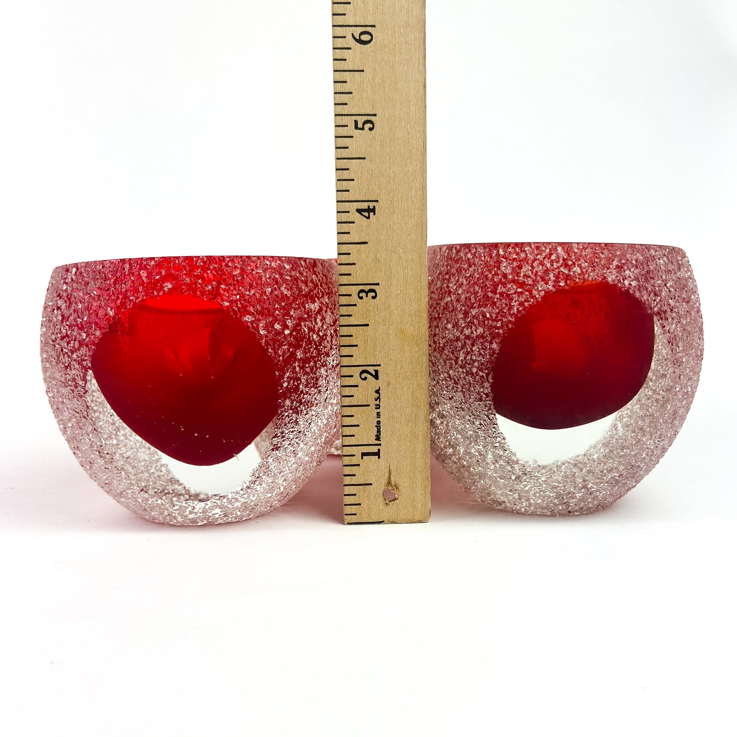 Set of Three Red Fifth Ave Crystal Candle Holders #O1105