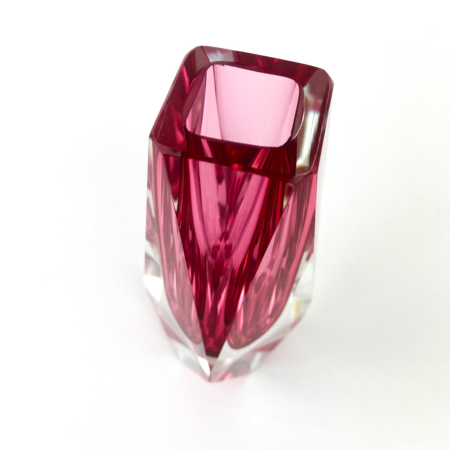 Murano Pink Faceted Sommerso Glass Bud Vase #O1092