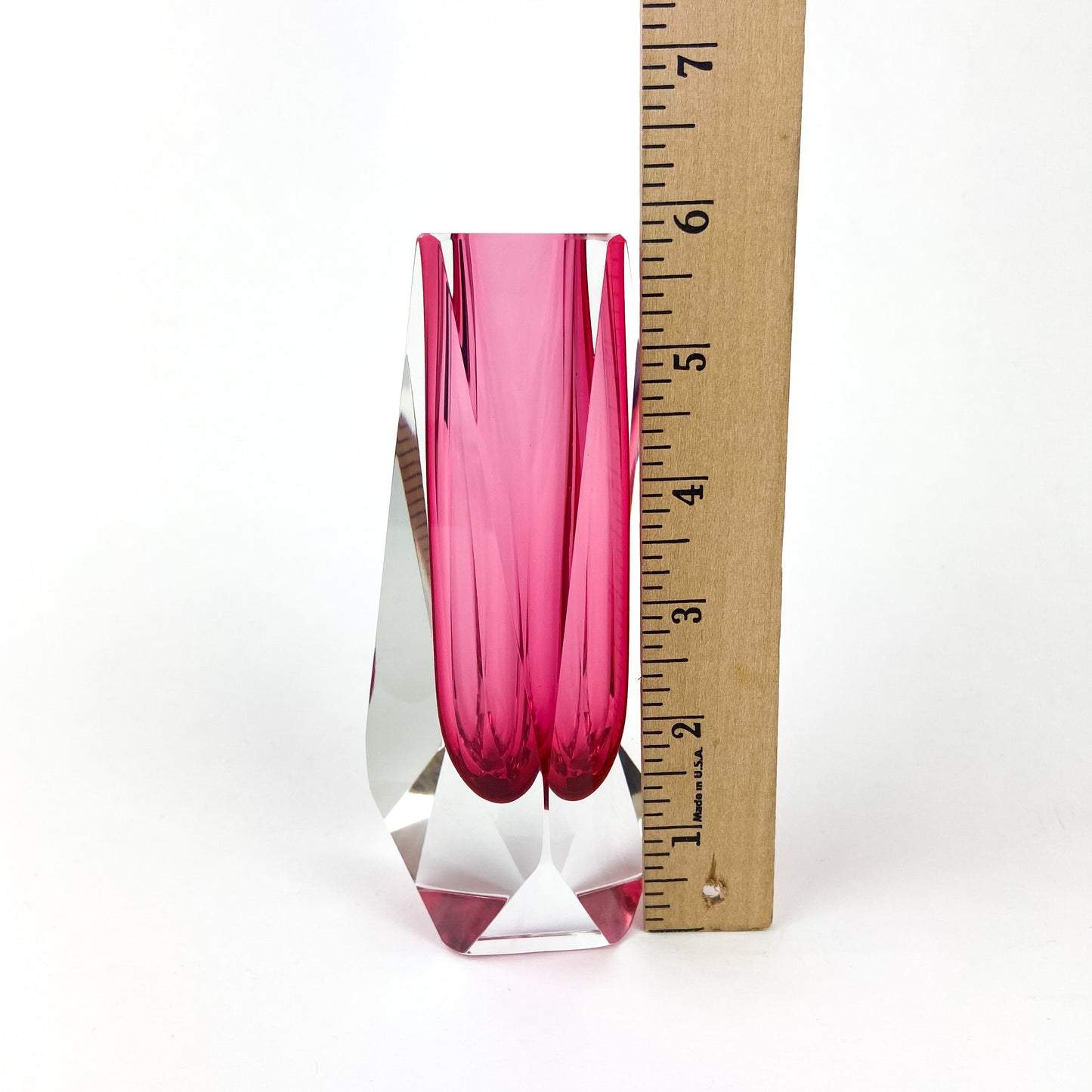 Murano Pink Faceted Sommerso Glass Bud Vase #O1092