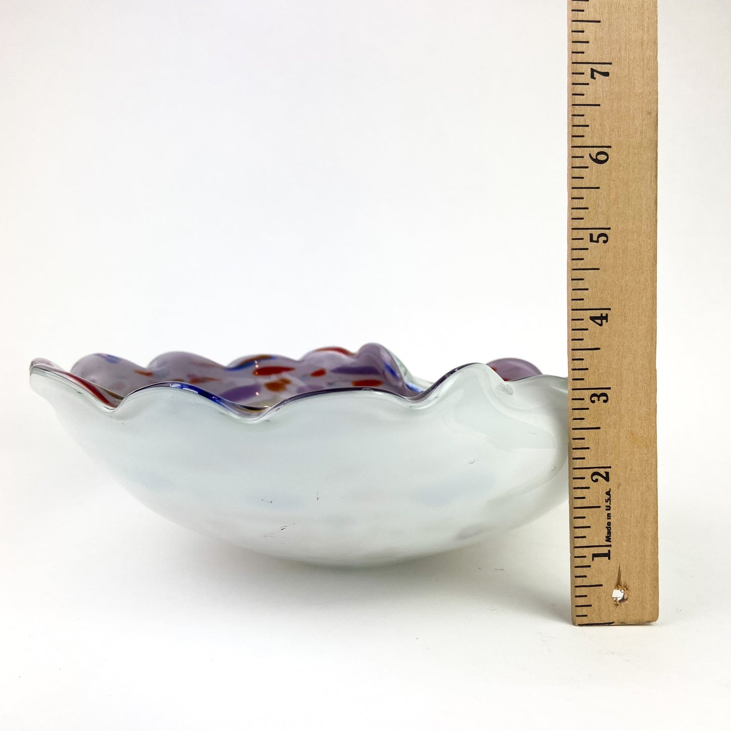 Murano Lilac + Confetti Scalloped Glass Catchall/Ashtray #O1093