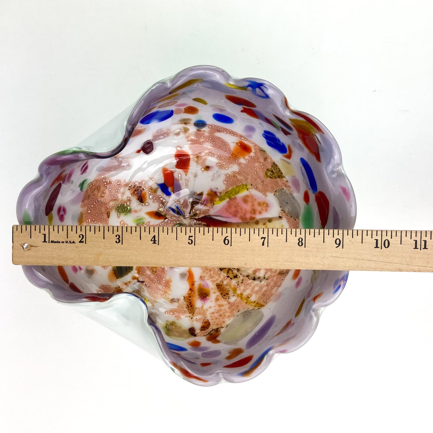 Murano Lilac + Confetti Scalloped Glass Catchall/Ashtray #O1093