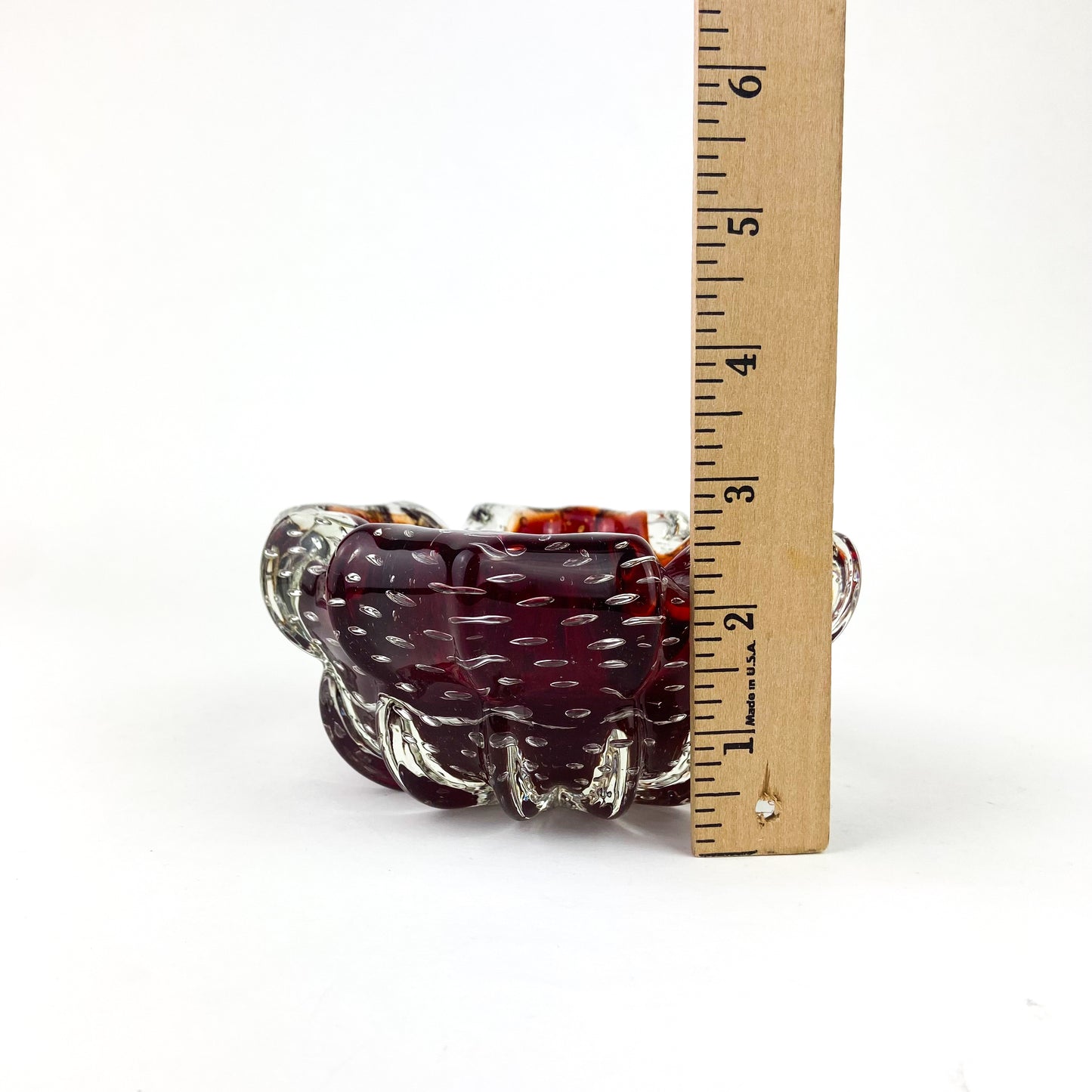 Murano Garnet + Gold Bullicante Glass Catchall/Ashtray #O1095