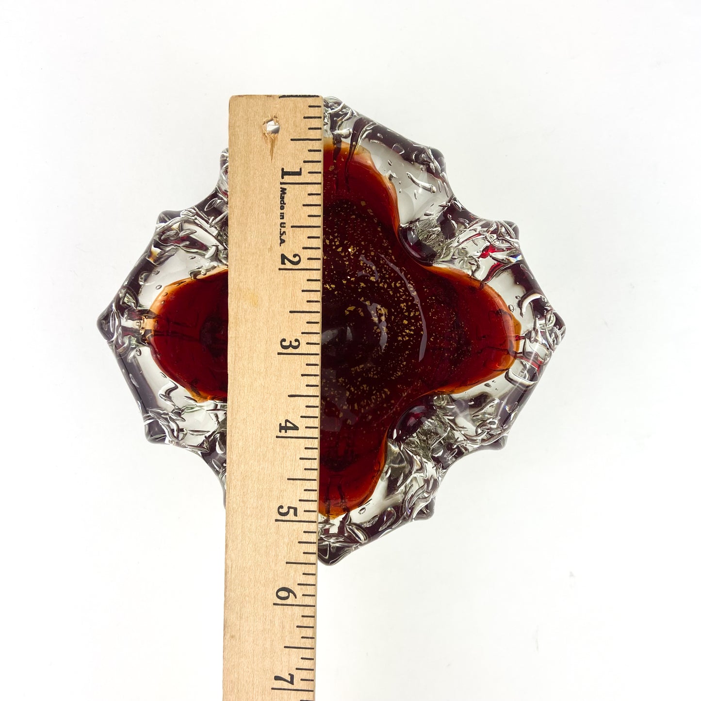 Murano Garnet + Gold Bullicante Glass Catchall/Ashtray #O1095