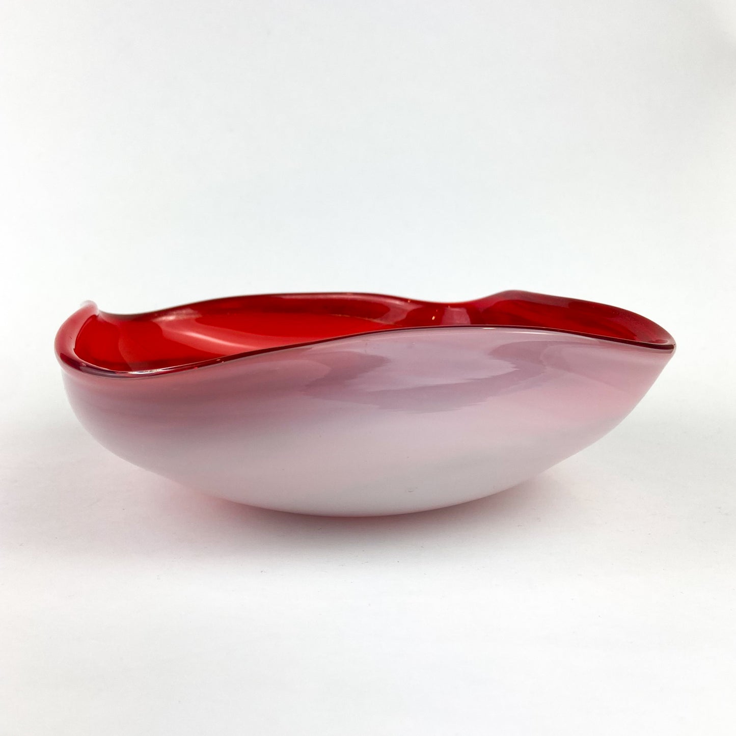 Murano Vermillion + Copper Swirl Glass Catchall/Ashtray #O1101