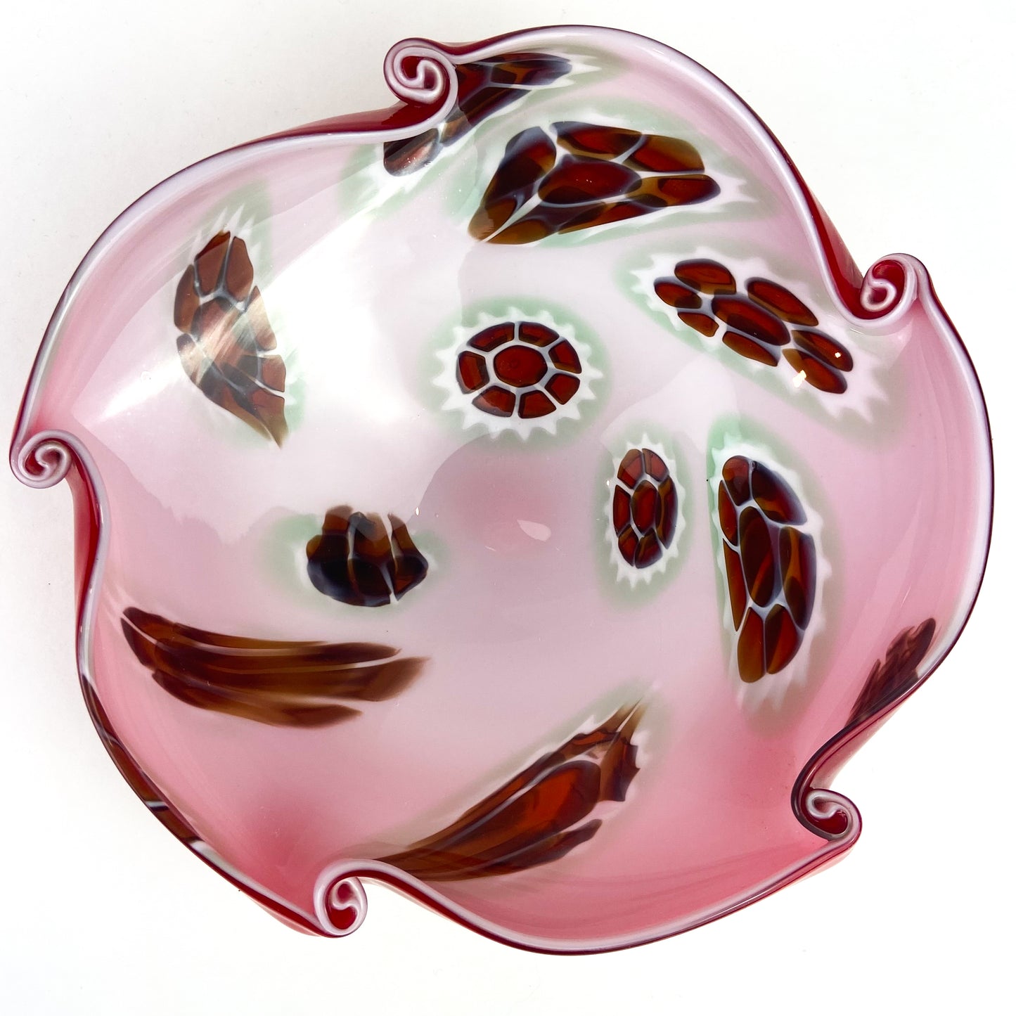 Murano Red Millefiori Cased Glass Catchall/Ashtray #O1103