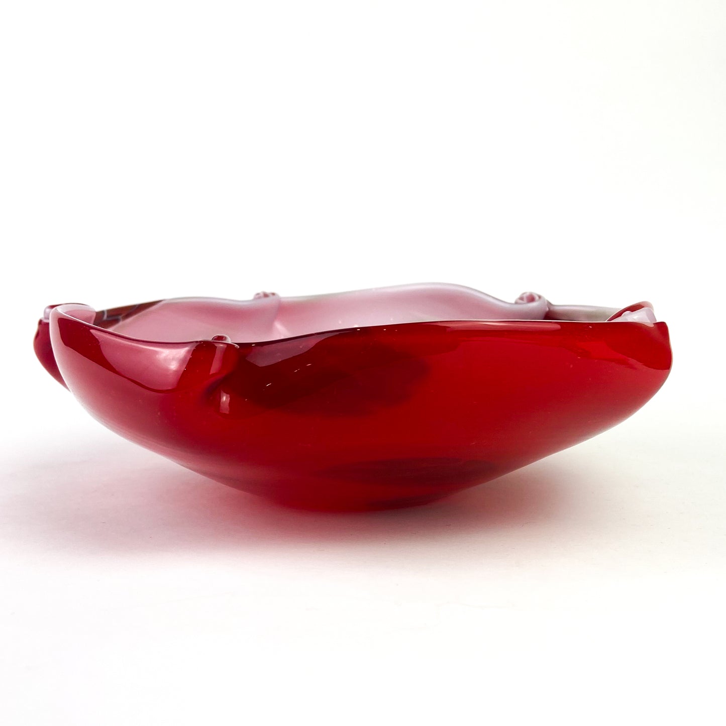 Murano Red Millefiori Cased Glass Catchall/Ashtray #O1103