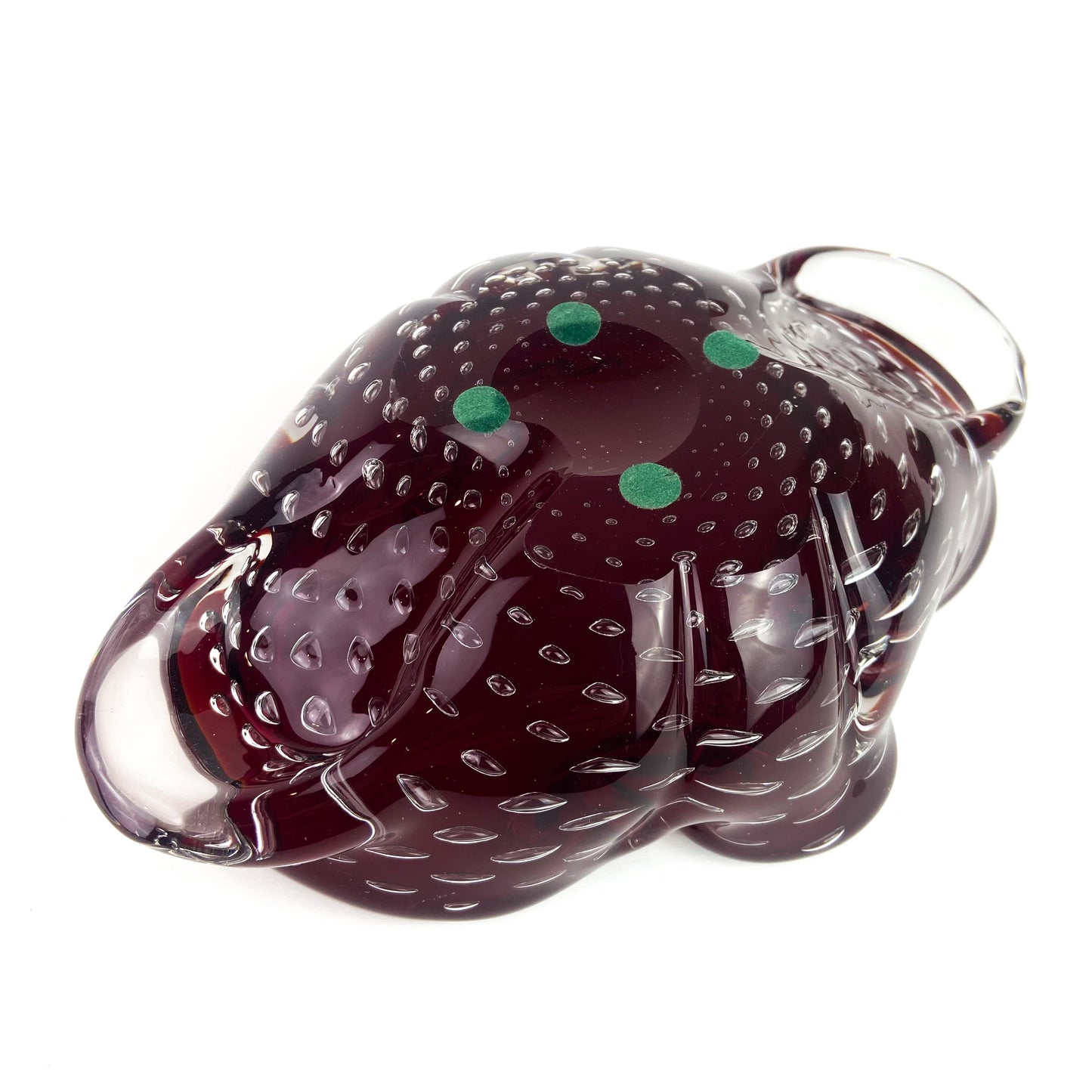 Murano Burgundy + Clear Bullicante Glass Catchall/Ashtray #O1106