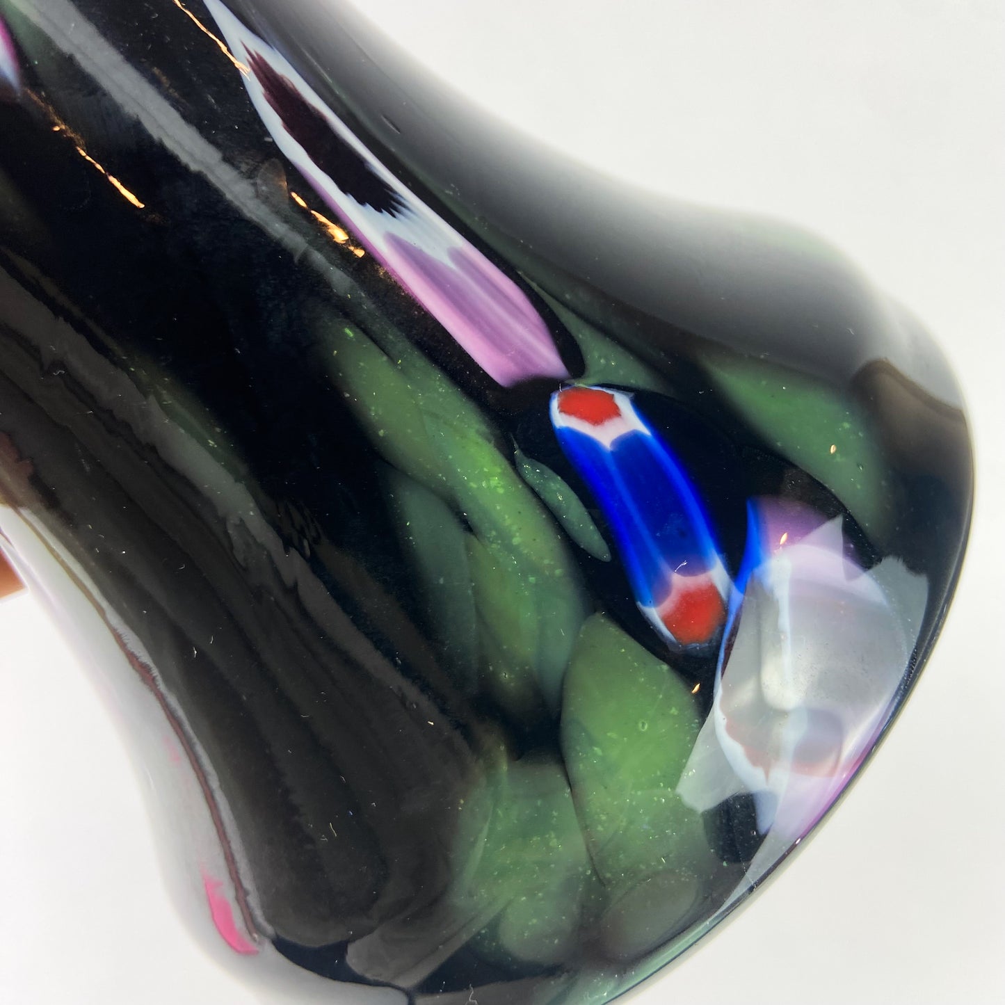 Czech Kralik Black + Millefiori Bohemian Glass Vase #O1111