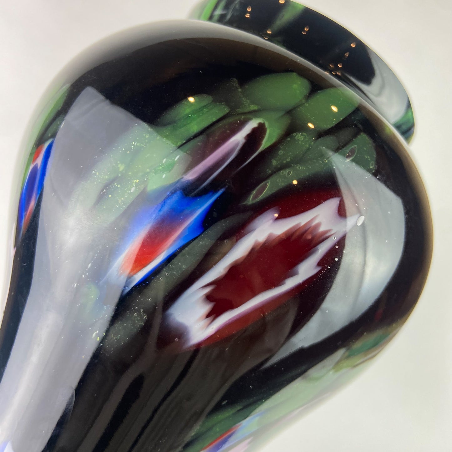 Czech Kralik Black + Millefiori Bohemian Glass Vase #O1111