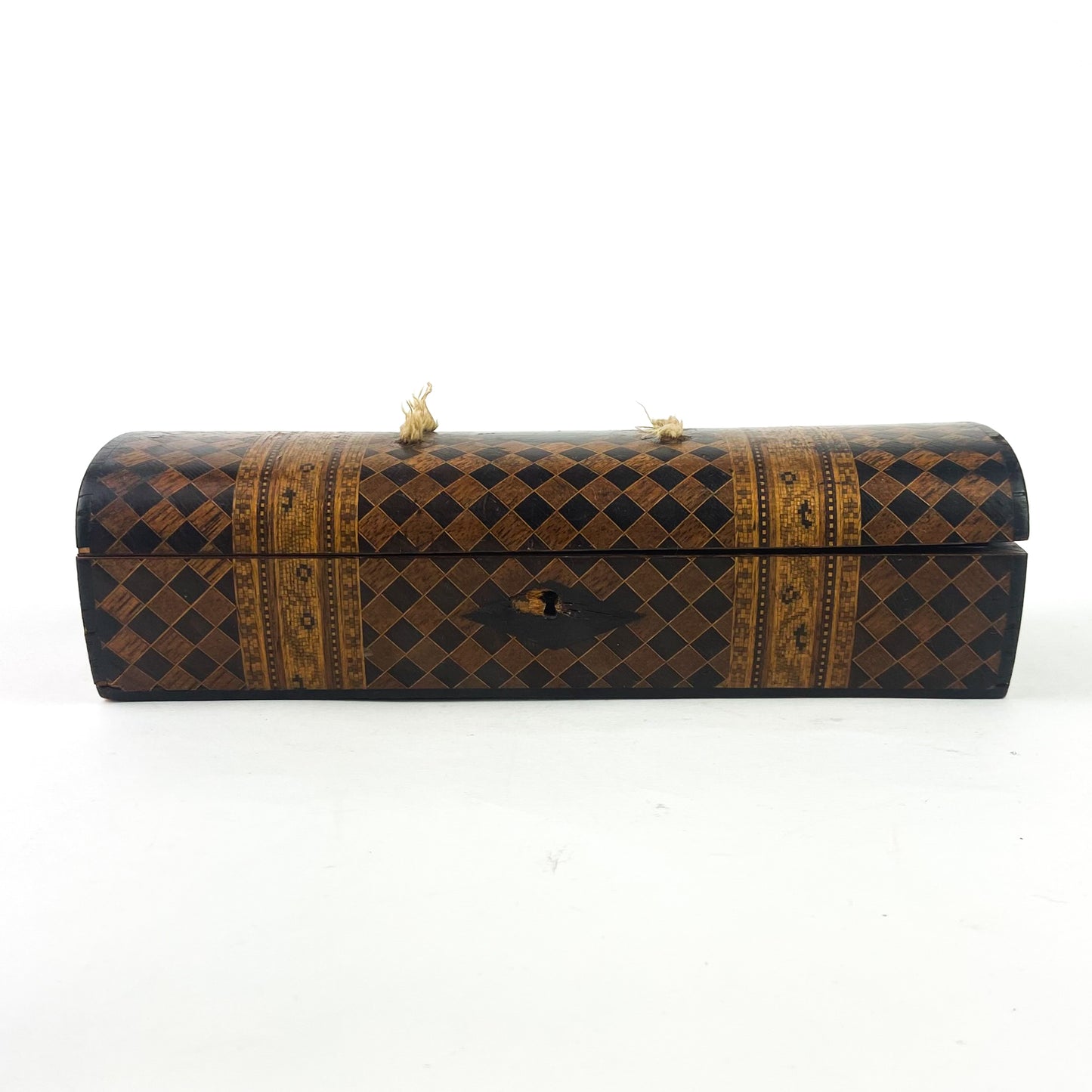 Antique Wood Inlaid Parquetry Stash Box #O1116