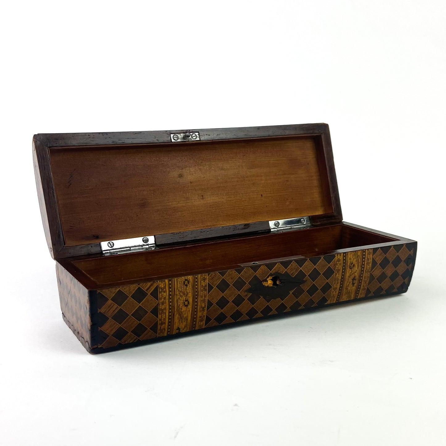 Antique Wood Inlaid Parquetry Stash Box #O1116