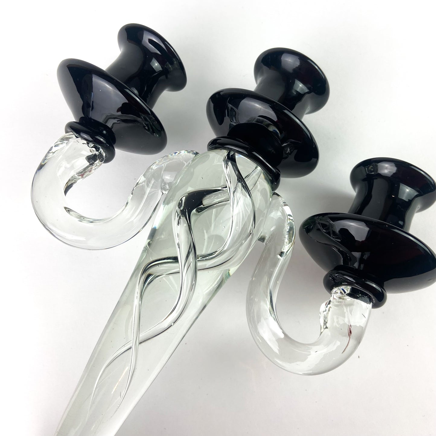 Murano Black + Clear Glass Candelabra #O1121