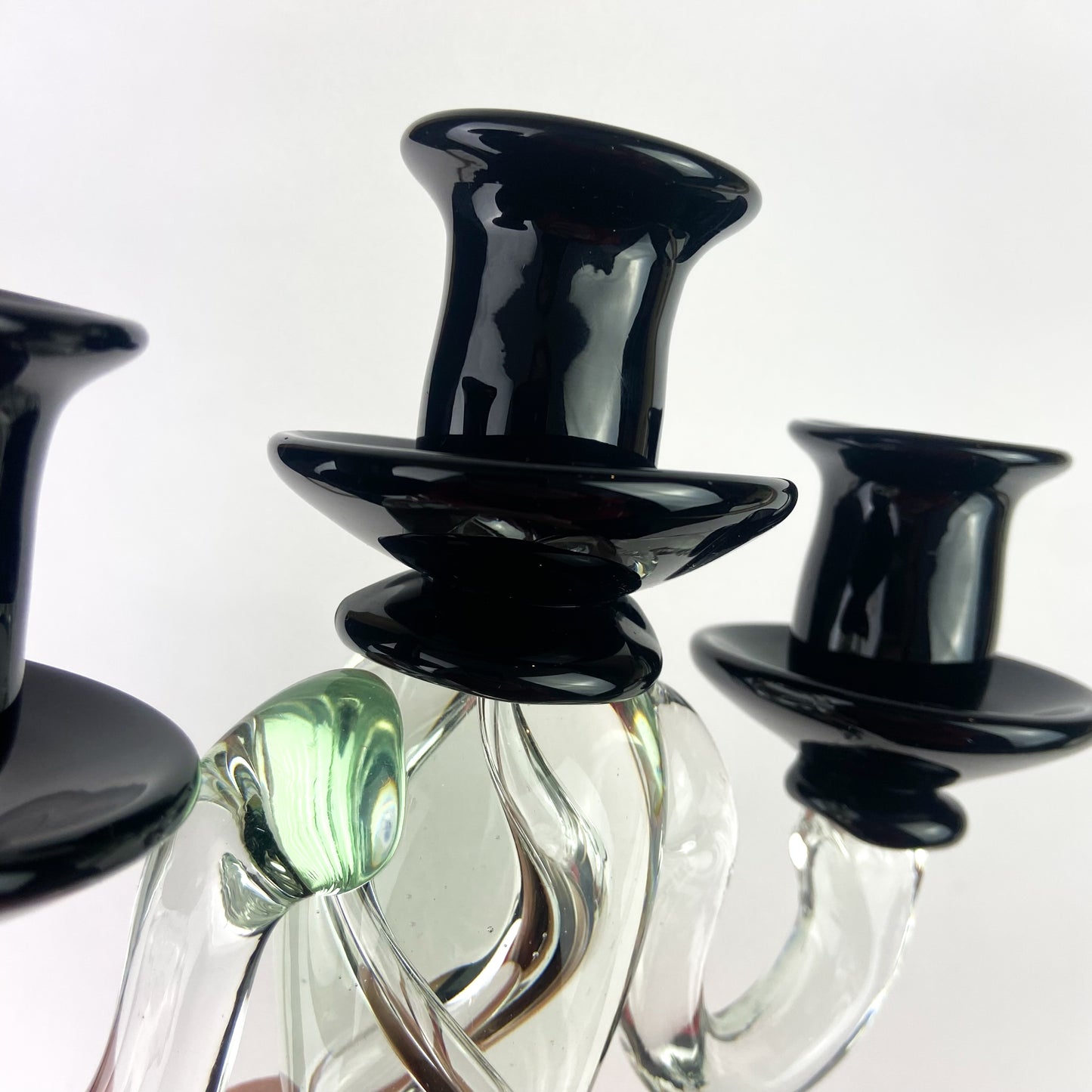 Murano Black + Clear Glass Candelabra #O1121