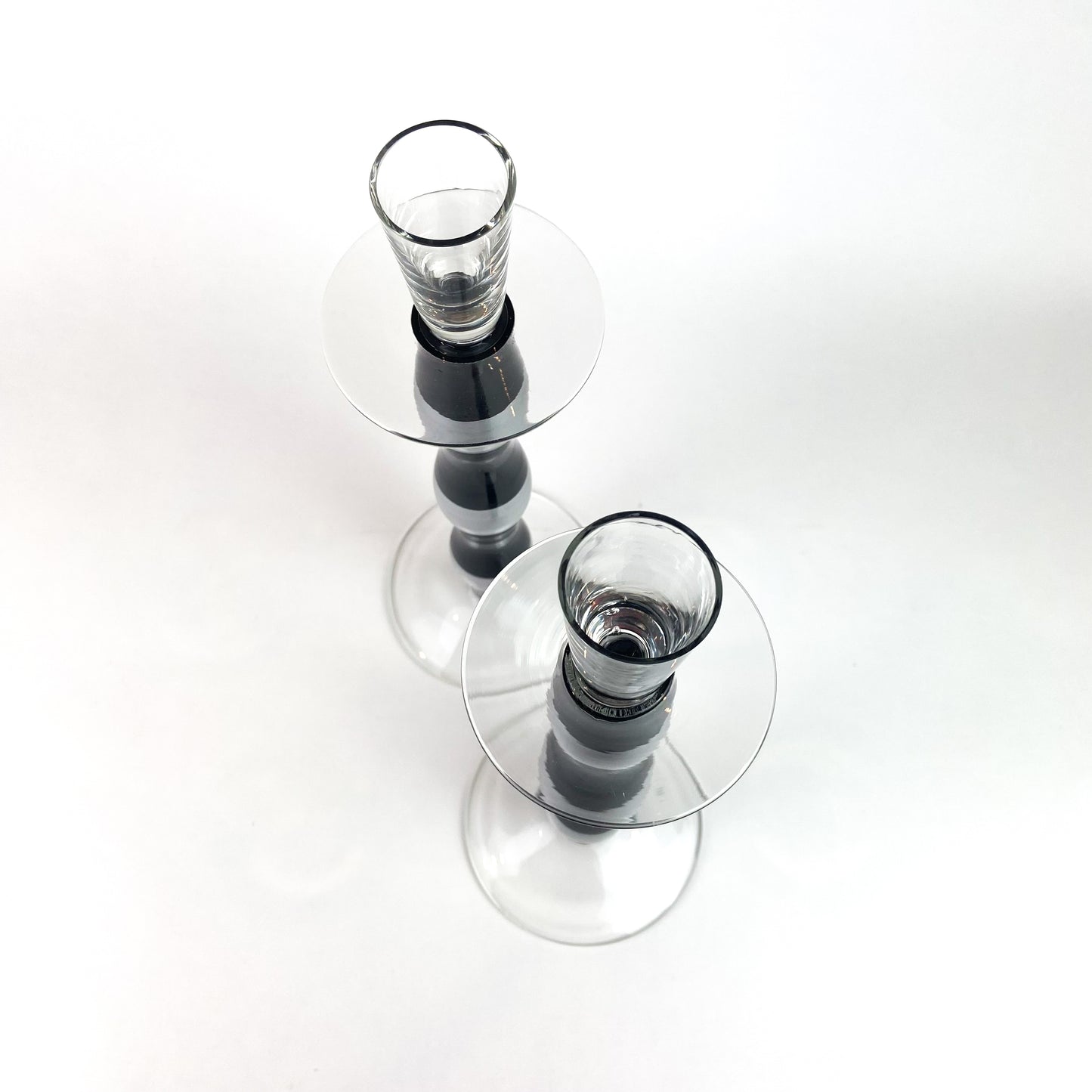 Pair of Romanian Art Glass Candlesticks #O1124